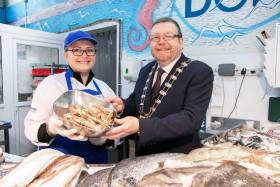 Fingal Mayor Anthony Lavin at Dorans on the Pier to launch this year’s Dublin Bay Prawn Festival from 17-19 May