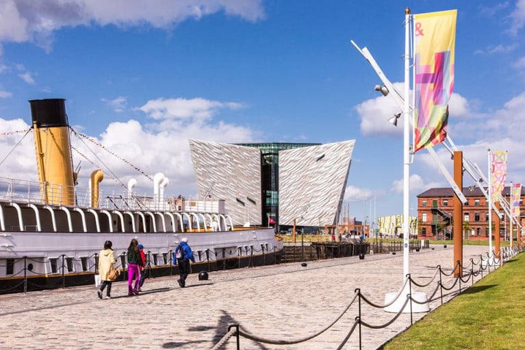 S.S. Nomadic, the purpose built White Star liner tender which AFLOAT adds served out of Cherbourg, France,  is preserved as a static museum attraction that forms part of Titanic Belfast centre 