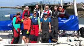 Up to 30 female sailors now sail weekly from the National Yacht Club. From L to R starting back row Derval Tubridy, Elaine Murphy, Rosemary O Connell, Charlotte O Kelly Front row Sarah Byrne, Helen Cooney, Susan Spain, Fiona Staunton and Cecile Van Steenberg. 