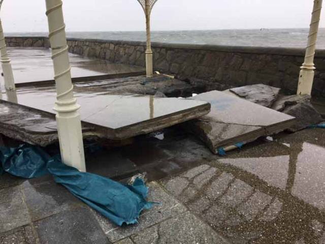 The broken surface at the bandstand area of the East Pier following Storm Emma. Dun Laoghaire-Rathdown County Council will recommend the dissolution of Dun Laoghaire Harbour Company and the transfer of its assets to the local authority at a meeting this week. 