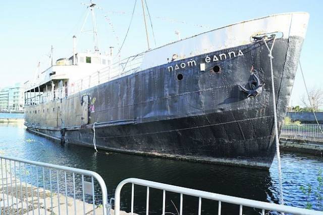 The former CIE operated Aran Islands passenger/freight ferry Naomh Eanna languishes in Dublin (Grand Canal Dock Basin). A campaign is underway to return the veteran vessel to her original homeport of Galway. 