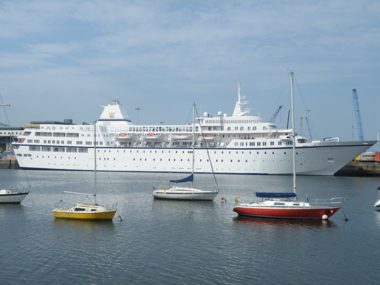 Originally a freight ferry, the Aegean Odyssey (seen in Dublin Port in July, 2017) operates 'educational' experience programme voyages which sees the ship back in the Port. The veteran vessel at almost 50 years old, is to remain in the capital for the next five days with a departure scheduled on Wednesday.