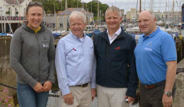 Annalise Murphy (The National Yachts Club's Olympic Silver Medalist) with (from left) Ronan Beirne (Commodore National Yacht Club), Niall Meagher (Event Chairman) and Chris Doorly (Flying Fifteen Association of Ireland President) at the recent announcement of the up and coming Flying Fifteen World Championships to be hosted by the National Yacht Club in September 2019