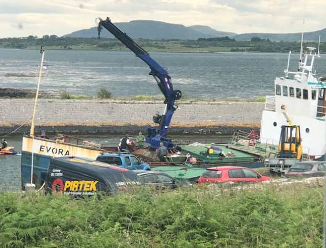 The 30m cargo ship Evora which has been detained by the Marine Survey Office after it was holed near Kinvara, Co Galway. Residents feared that the fuel on board could cause a pollution risk in an area rich in shellfish