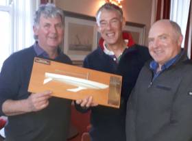 Captain&#039;s Prize – FF Captain Mick Quinn (left) presented the half model trophy to Alan Green (centre) and Chris Doorly