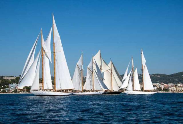 Classic schooners prepare for battle at last week's Régates Royales in Cannes