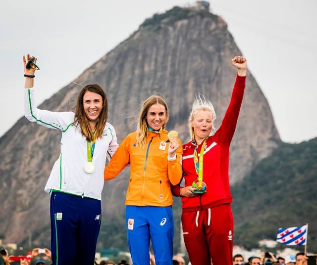 The National Yacht Club's Annalise Murphy (left) celebrates Ireland's first Olympic Sailing Medal in 32 years in Rio.