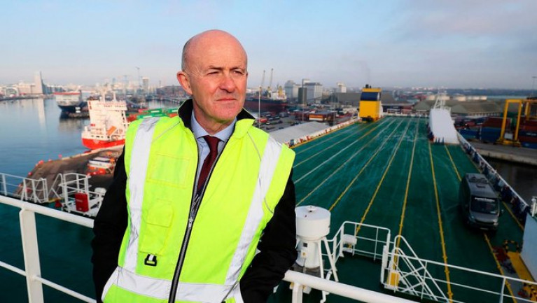 Dublin Port chief executive Eamonn O’Reilly, AFLOAT adds on board Celine during the giant ro-ro freight vessel dubbed the 'Brexit-Buster'. The landlocked based shipping company, CLdN in Luxembourg, has the ship operating between Dublin Port and mainland continental Europe: Zeebrugge, Belgium and Rotterdam, the Netherlands. 