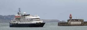 Seen arriving to Dun Laoghaire in 2013, the former Sea Explorer which this Spring has undergone a multi-million refurbishment is to return to the harbour this day next week under new name Hebridean Sky