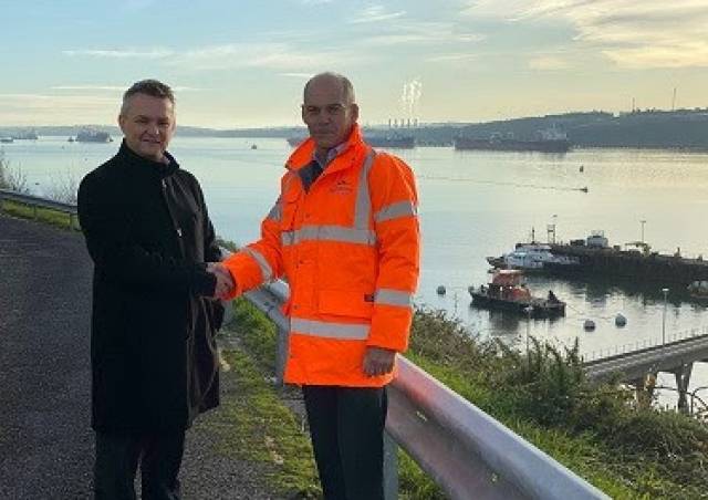 Andy Jones, Chief Executive at the Port of Milford Haven, and Sam Leighton, Managing Director of Bombora Wave Power, have signed a Memorandum of Understanding.