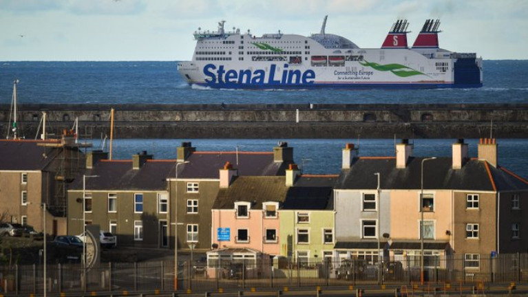 SUPPLY PROBLEMS: Stena Line temporarily cancels sailings on Dublin-Holyhead and Rosslare-Fishguard routes. Above: A ferry (Stena Adventurer) departing Holyhead, Wales for Dublin Port on January 1st. The operator is reviewing its Irish Sea schedules because of Brexit and Covid restrictions.