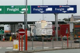 Freight lorries queue at Holyhead Port which handles 320,000 trucks annually. In the EU referendum in 2016, Anglesey, in north Wales, narrowly voted to leave the union.