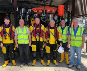 The Union Hall lifeboat and shore crew following the call out