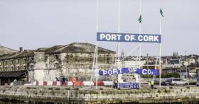 Banners erected on the Port of Cork sign by environmental group Extinction Rebellion
