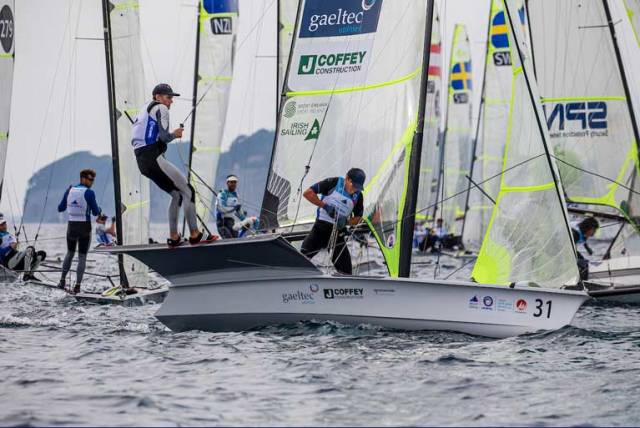 Howth's Robert Dickson and Sean Waddilove competing in the first races of the 49er class at the World Cup Series in Enoshima