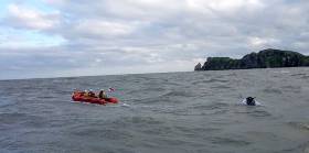 The inshore lifeboat retrieve the stricken Jet-Ski