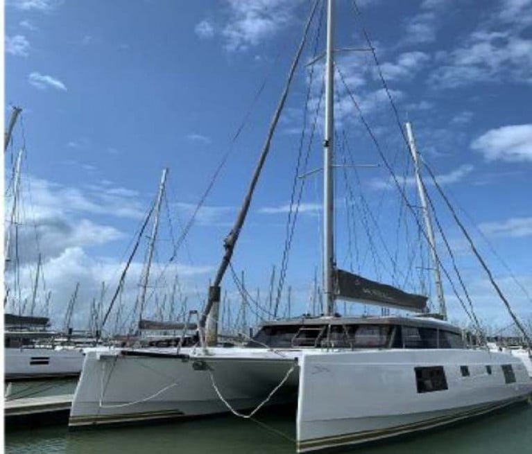 Nautitech 46 Open berthed at Hamble in the UK