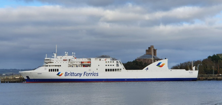It&#039;s believed Brittany Ferries are looking at moving the Cork-Santander route (to Rosslare) as two year trial period comes to an end. MV Connemara AFLOAT adds had launched the Ireland-Spain route in 2018, however this year is served by the larger ropax Kerry (above) as previously reported on Ferry News. Afloat also adds that in November due to stormy weather sailings were cancelled which led to berthing temporarily (as seen) at Marino Point, Cork Harbour, upriver of Ringaskiddy Ferry Terminal.