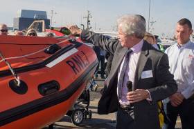 Seymour Cresswell names the new lifeboat at a ceremony in Howth yesterday
