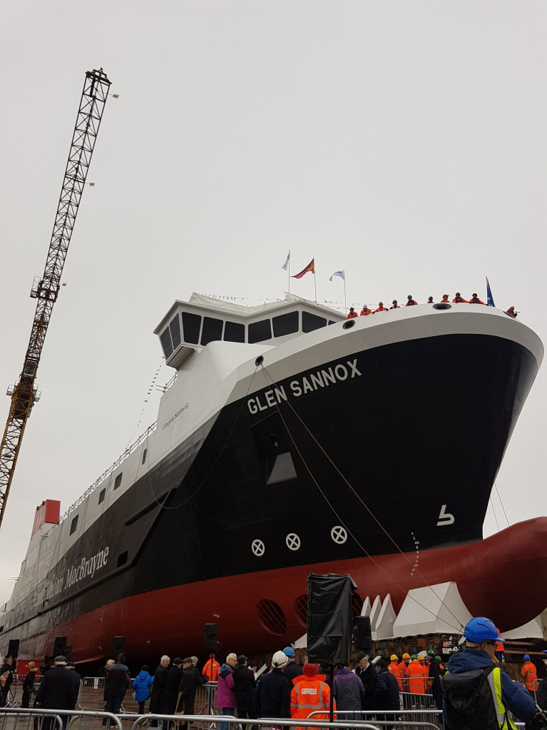 A file photo at the launch of MV Glen Sannox, the first of pair of duel-fuel powered ferries for Scotland&#039;s Western Isles operator CalMac is seen at the the now nationalised shipyard of Ferguson Marine on the Clyde 