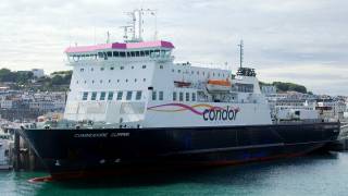 The main Channel Islands serving ferry Commodore Clipper AFLOAT has indentified berthed in St. Peter Port, Guernsey where owners Condor is based. The ropax is seen above with refrigerated containers which are used to transport potatoes (Jersey Royals) for export to the UK mainland and beyond. The 'Clipper' is a larger version of the Isle of Man Steam Packet's Ben-My-Chree.