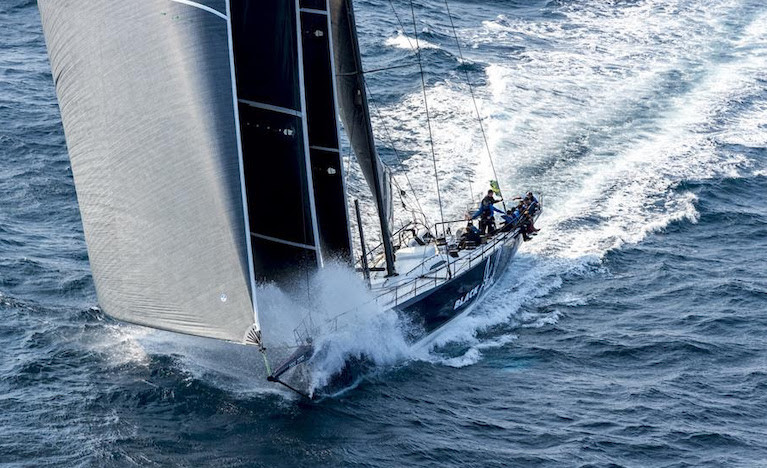 Black Jack blasting south after the 2019 Rolex Sydney Hobart Yacht Race start