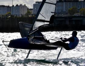 Royal Cork&#039;s Davy Kenefick in action at the Moth Nationals in Dun Laoghaire Harbour