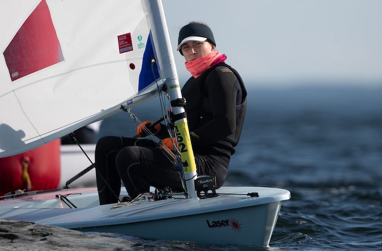 The National Yacht Club&#039;s Annalise Murphy in today&#039;s light winds on Gdansk Bay, Poland