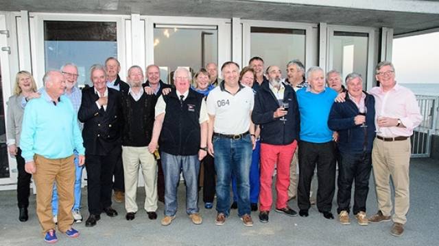 Greystones Sailing Club Commodore David Nixon (centre) with members of the Cruising Association of Ireland at the new Greystones SC clubhouse on Saturday night. Photo Aidan Couglan