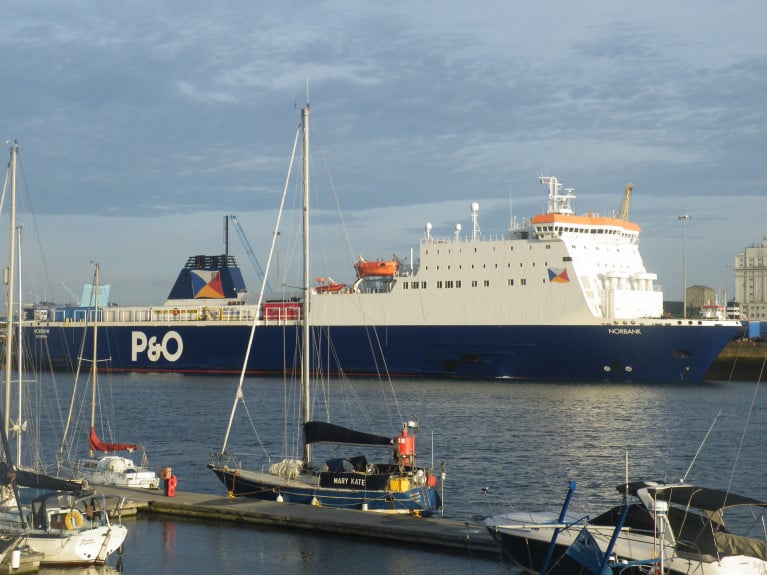 An AFLOAT file photo of a P&O ferry (Norbank) is docked in Dublin Port is carrying food and medicine. Afloat adds the ropax ferry is a twin of Norbay which is docked in Liverpool Docks. 