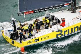 Team Brunel’s crew working hard toward their in-port victory this afternoon