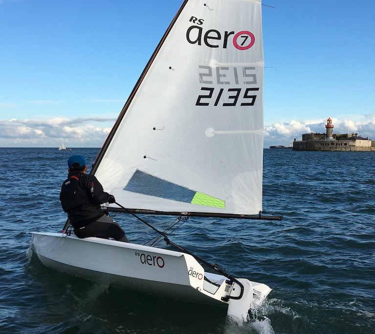 RS Aero dinghy sailing at Dun Laoghaire Harbour
