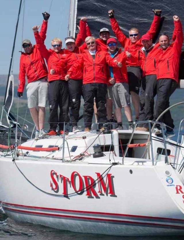 Whatever about the outcome of this weekend’s J/109 Nationals at Howth, home team Pat Kelly (centre) and his crew on Storm are already winners of the RC35 Celtic Trophy 2018 after success (seen here) in the Silvers Scottish Series in May, followed by second at Bangor Town Regatta in July, and first at the Welsh IRC Championship in August.