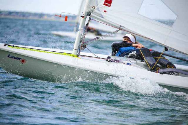 Sally Bell of the host club lies 12th overall in the Radial division at the Laser Ulster Championships at RNIYC