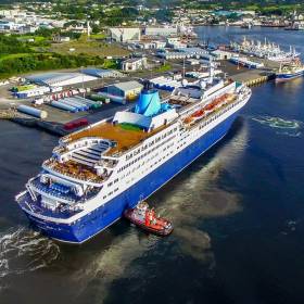 The elegant lines of cruiseship, Saga Sapphire on arrival to Killybegs, Co Donegal on Wednesday 