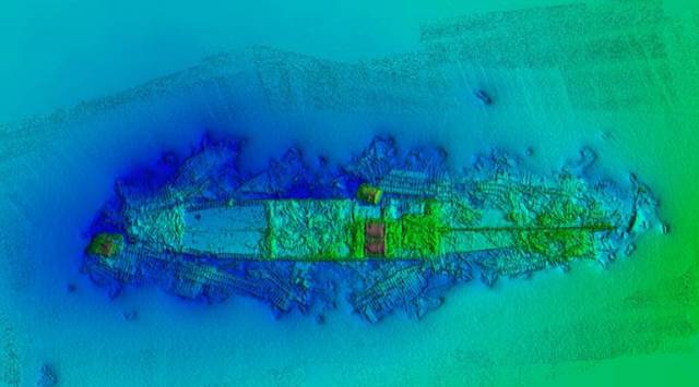 The 1903 shipwreck SS Manchester Merchant located in Dingle Bay, Co. Kerry surveyed in 2019 by INFOMAR’s RV Keary