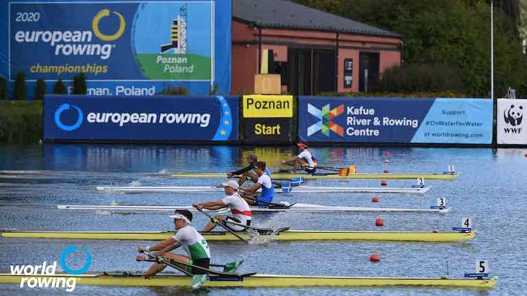 Ireland's Fintan McCarthy (closest to camera) raced in the Lightweight Men’s Single Sculls and is through to the A Final