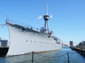 World War 1 veteran HMS Caroline a five-star tourist attraction and museum located in Belfast Harbour. 
