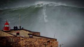 North Atlantic waves like those seen here in Nazaré, Portugal can reach gigantic proportions