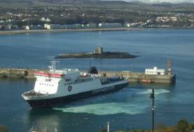 No indication where new vessel will be built according to Manx Radio which would replace the current IOM Steam-Packet flagship Ben-My-Chree seen above swinging off the berth in Douglas Harbour