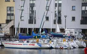 ICRA yachts at Galway Docks awaiting a break in the weather