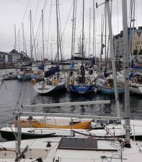 The 54-boat ICRA fleet berthed at Galway Docks