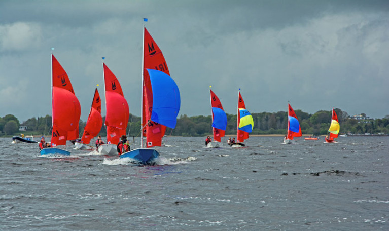 Mirrors racing downwind on Lough Ree