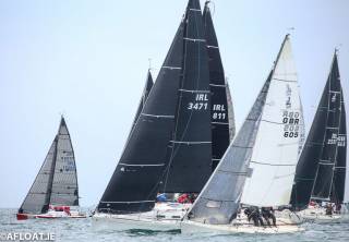 Anthony O'Leary's modified 1720 (left) gets a great start in yesterday afternoon's second race for class two yachts in the ICRA National Championships