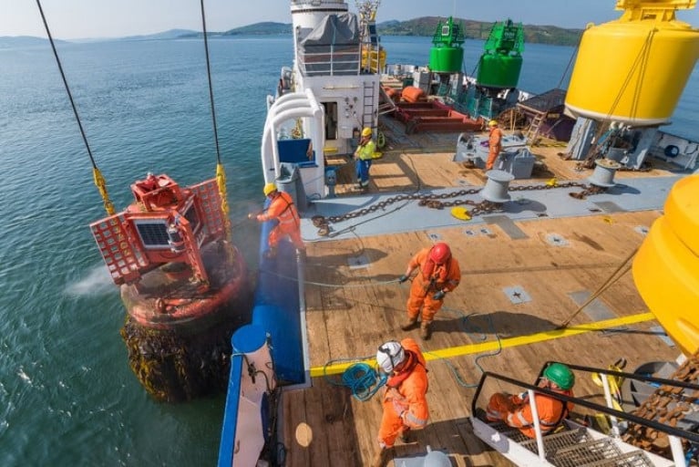 Today is World Marine Aids to Navigation Day and above is an Irish Lights Aids to Navigation (AtoN) the Rusk buoy off the East coast. The AtoN is seen about to be hoisted on board the aft deck of their buoy-laying tender vessel ILV Granuaile.