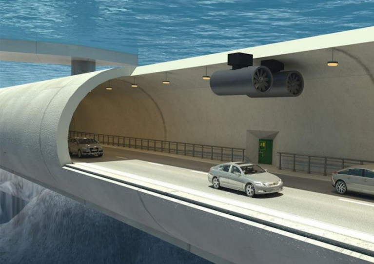 Artist’s impression of the proposal from a team at Heriot-Watt University in Edinburgh for a floating underwater tunnel between Larne in Northern Ireland and Portpatrick in Scotland