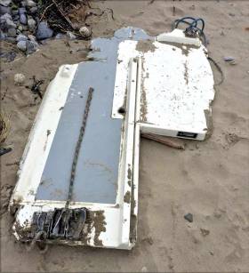 Wreckage from the Westerly on Claremont Beach in Sutton. A hull plate Number ST2 is visible