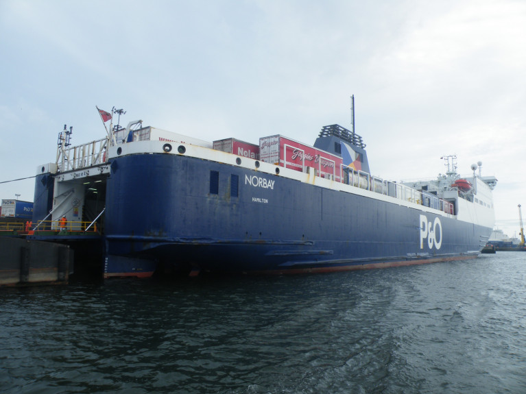A major row has broken out between Peel Ports and P&amp;O Ferries as AFLOAT adds their freight ropax ferry Norbay was detained. The ship operates on the route to Dublin Port (where seen above) along with sister Norbank and chartered vessel Clipper Pennant. 