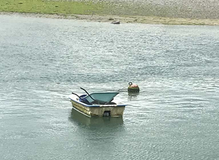 This untended barrow in a boat at Ringabella has raised concerns for well-being of Ms Molly Malone