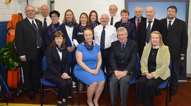 Members of Fethard RNLI pictured with Colin Williams RNLI Divisional Operations Manager and Niamh McCutcheons RNLI Council Member for Ireland (front row second from right and right)